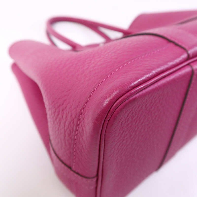 HERMES Country皮革Garden Party TPM銀扣手挽袋Rose Purple-12