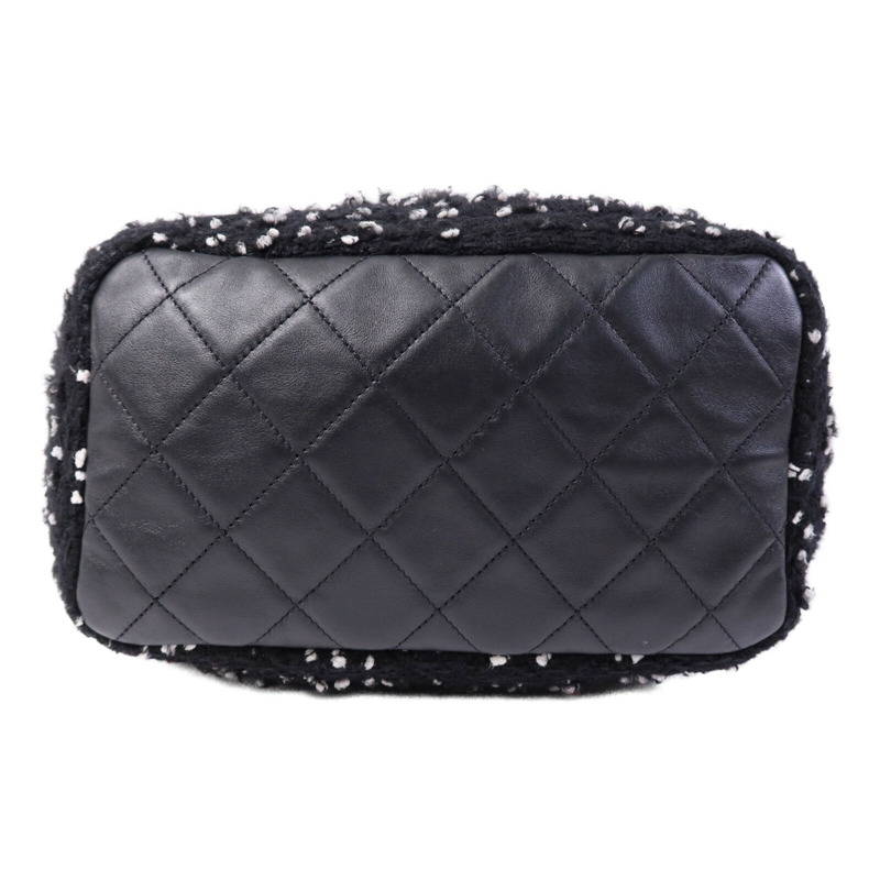 CHANEL Tweed Drawsting Bag銀扣手挽袋-3