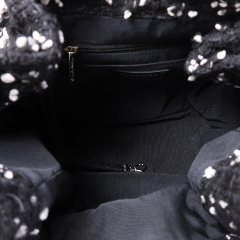 CHANEL Tweed Drawsting Bag銀扣手挽袋-4