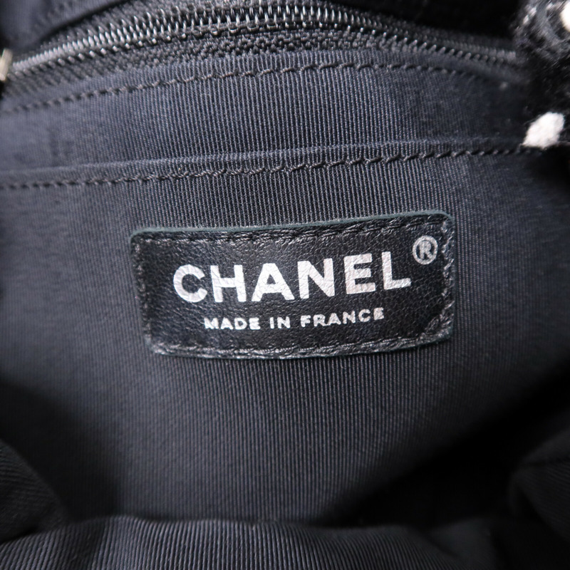 CHANEL Tweed Drawsting Bag銀扣手挽袋-5