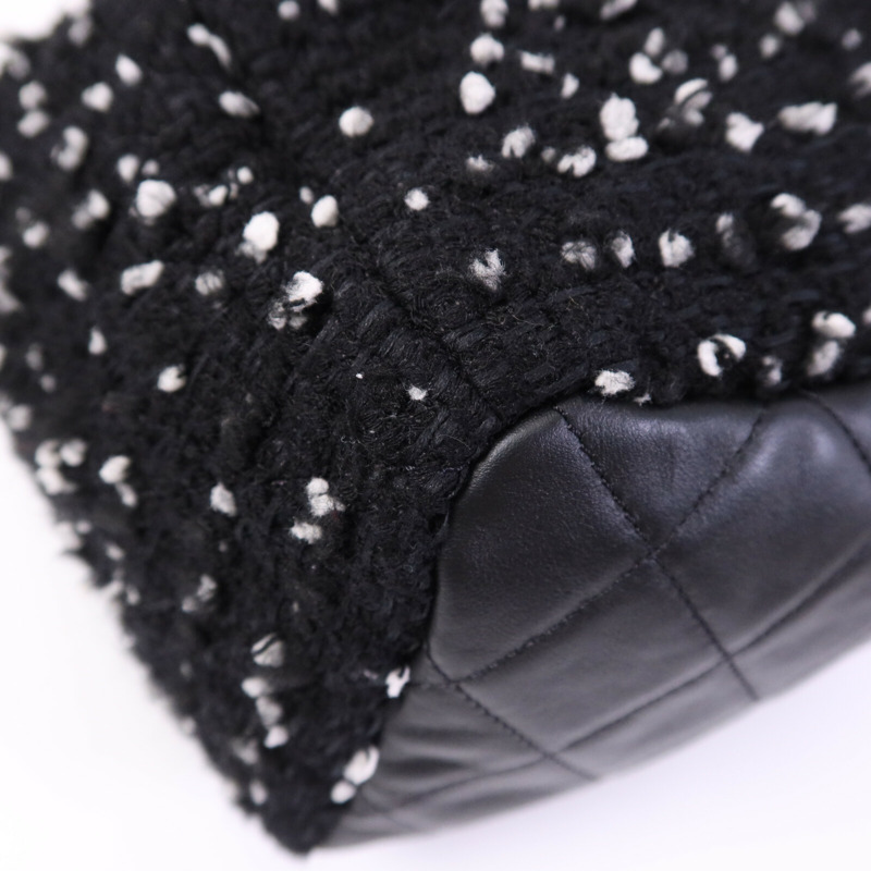 CHANEL Tweed Drawsting Bag銀扣手挽袋-11