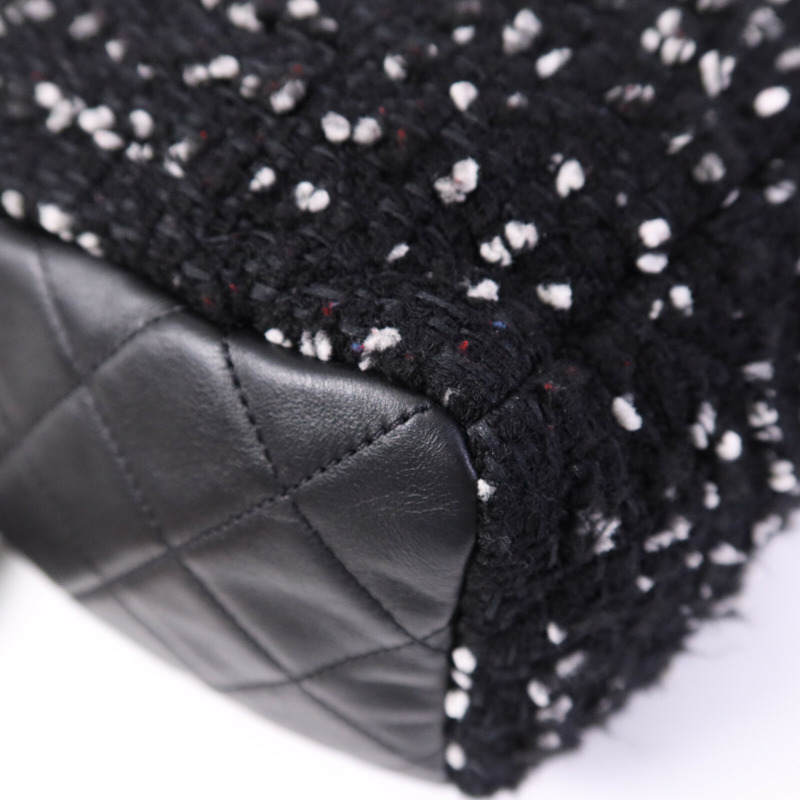 CHANEL Tweed Drawsting Bag銀扣手挽袋-12