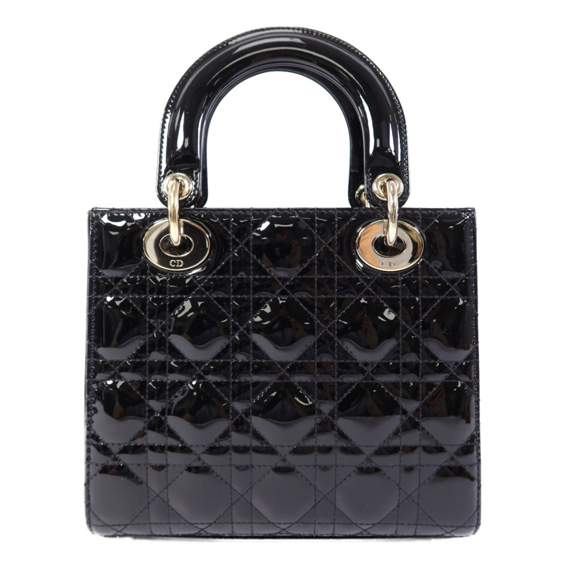 Dior 漆皮皮革Lady Dior Small金扣手挽肩背兩用袋-1