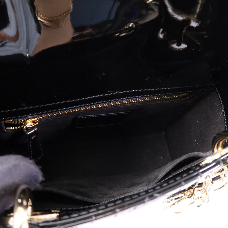 Dior 漆皮皮革Lady Dior Small金扣手挽肩背兩用袋-4