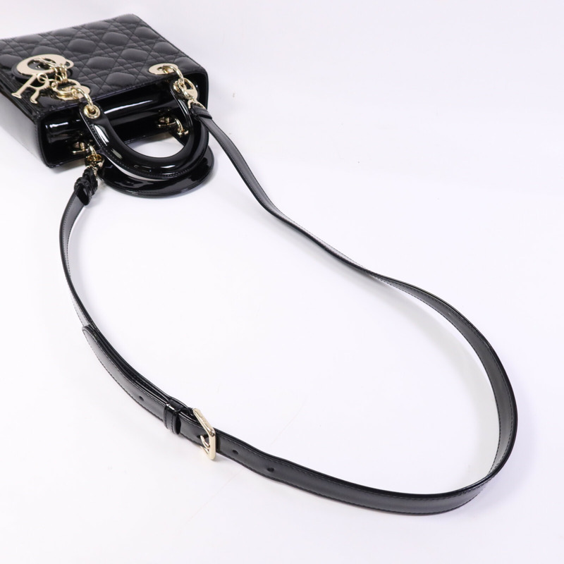 Dior 漆皮皮革Lady Dior Small金扣手挽肩背兩用袋-9
