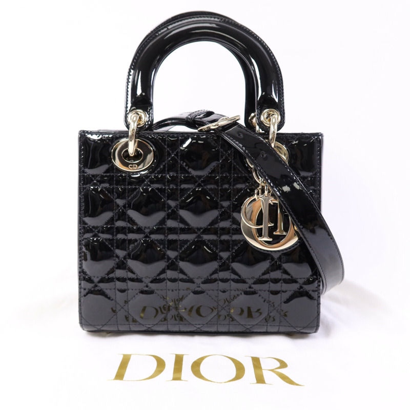 Dior 漆皮皮革Lady Dior Small金扣手挽肩背兩用袋-10