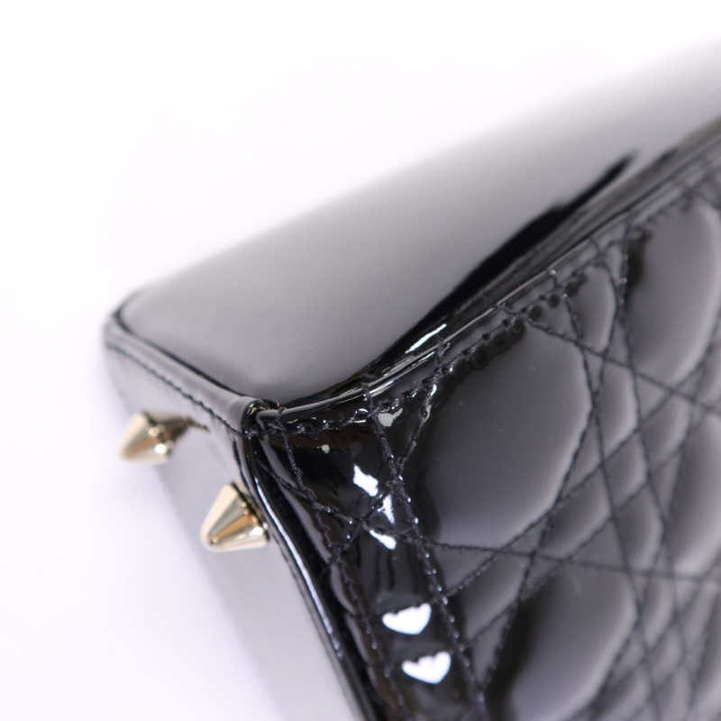 Dior 漆皮皮革Lady Dior Small金扣手挽肩背兩用袋-12