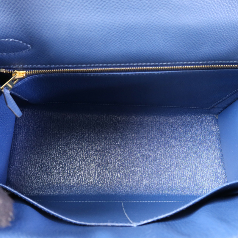 HERMES Epsom皮革Kelly 28金扣手挽肩背兩用袋Deep Bleu-4