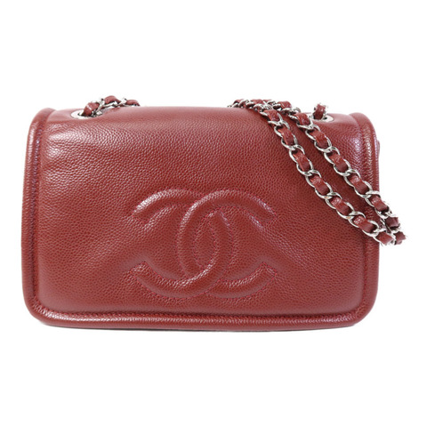 CHANEL 牛皮皮革Chain Shoulder Bag銀扣鏈帶肩背袋