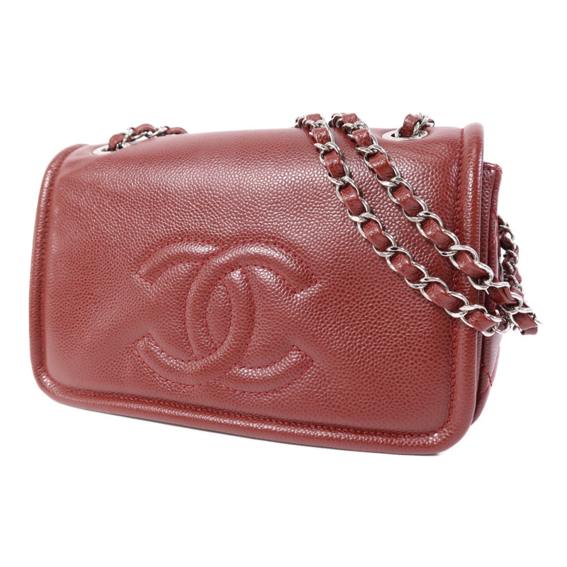 CHANEL 牛皮皮革Chain Shoulder Bag銀扣鏈帶肩背袋-2
