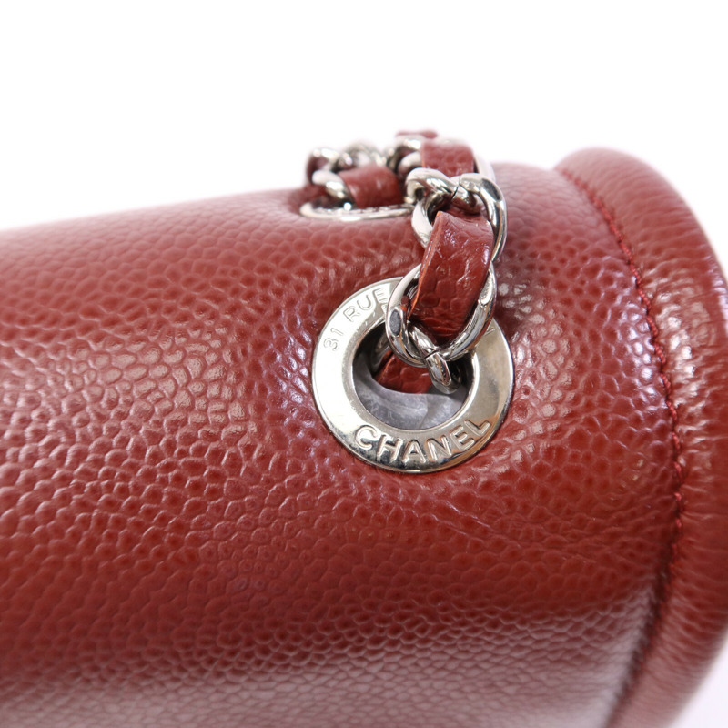 CHANEL 牛皮皮革Chain Shoulder Bag銀扣鏈帶肩背袋-6