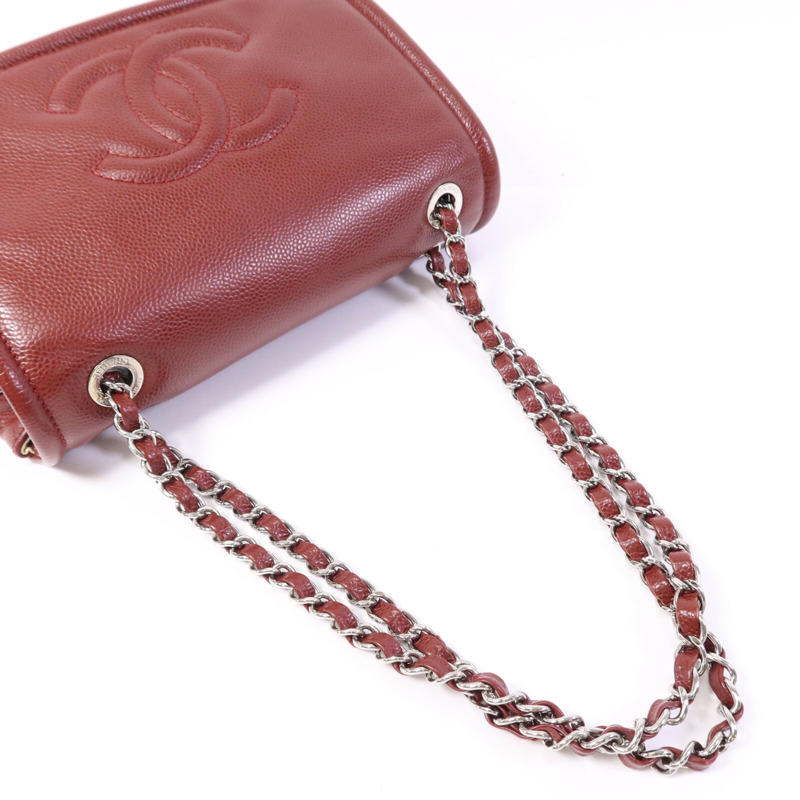 CHANEL 牛皮皮革Chain Shoulder Bag銀扣鏈帶肩背袋-8