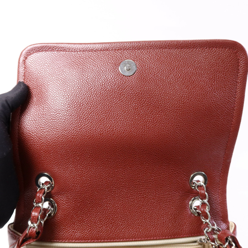 CHANEL 牛皮皮革Chain Shoulder Bag銀扣鏈帶肩背袋-14