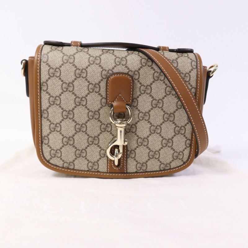 GUCCI 塗層帆布GG Emblem Mini Shoulder bag金扣手挽肩背兩用袋-9