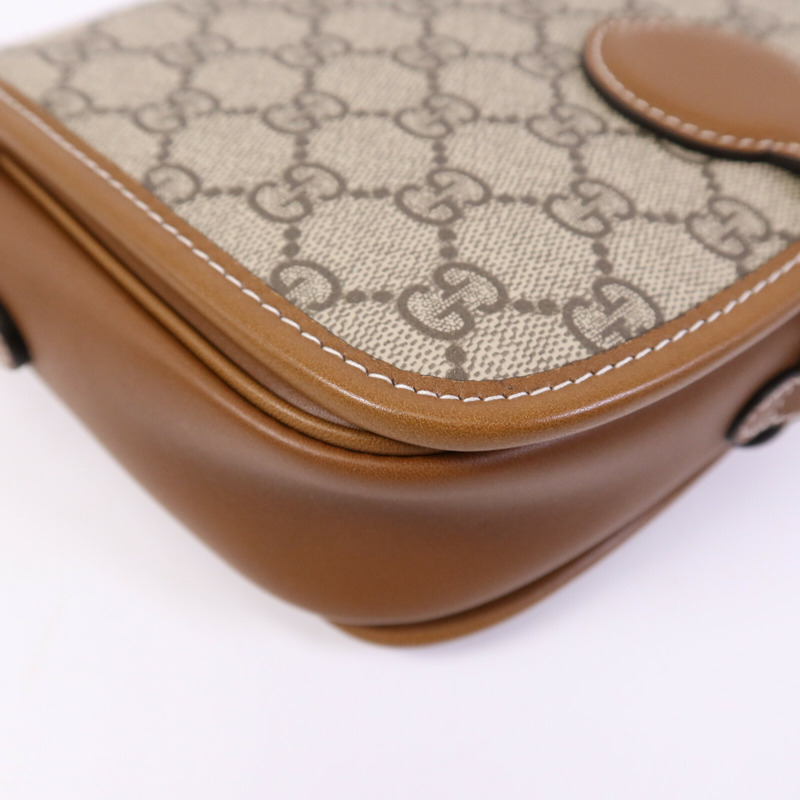 GUCCI 塗層帆布GG Emblem Mini Shoulder bag金扣手挽肩背兩用袋-13