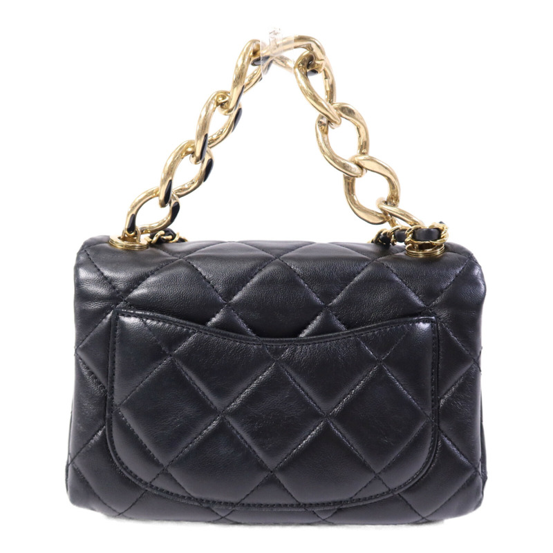 CHANEL 羊皮皮革2 Way Shoulder Bag金扣鏈帶手挽肩背兩用袋-1