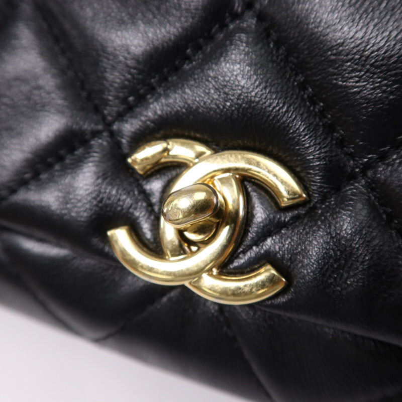 CHANEL 羊皮皮革2 Way Shoulder Bag金扣鏈帶手挽肩背兩用袋-5