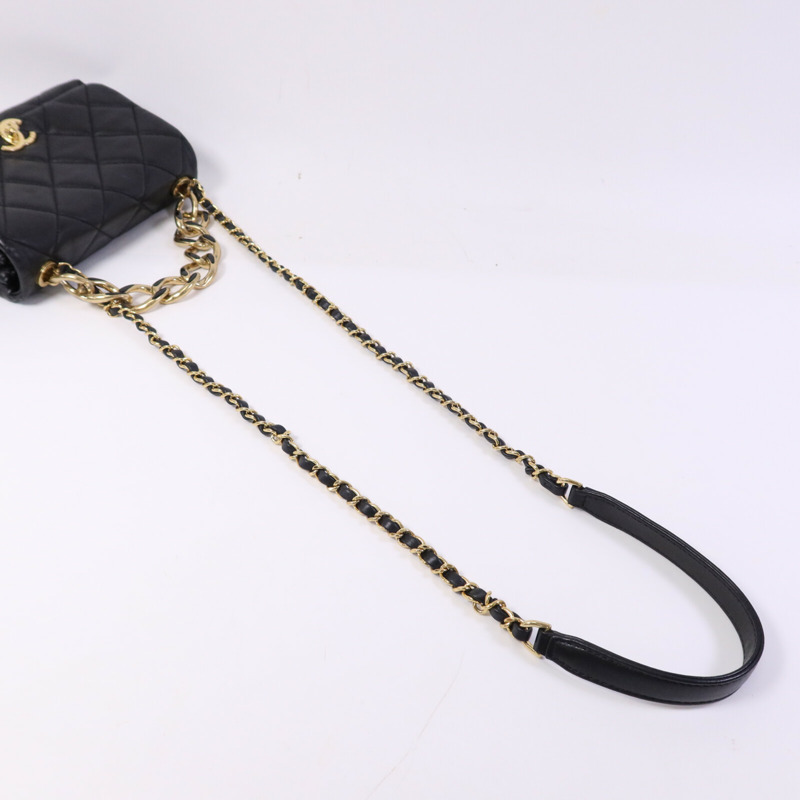 CHANEL 羊皮皮革2 Way Shoulder Bag金扣鏈帶手挽肩背兩用袋-7