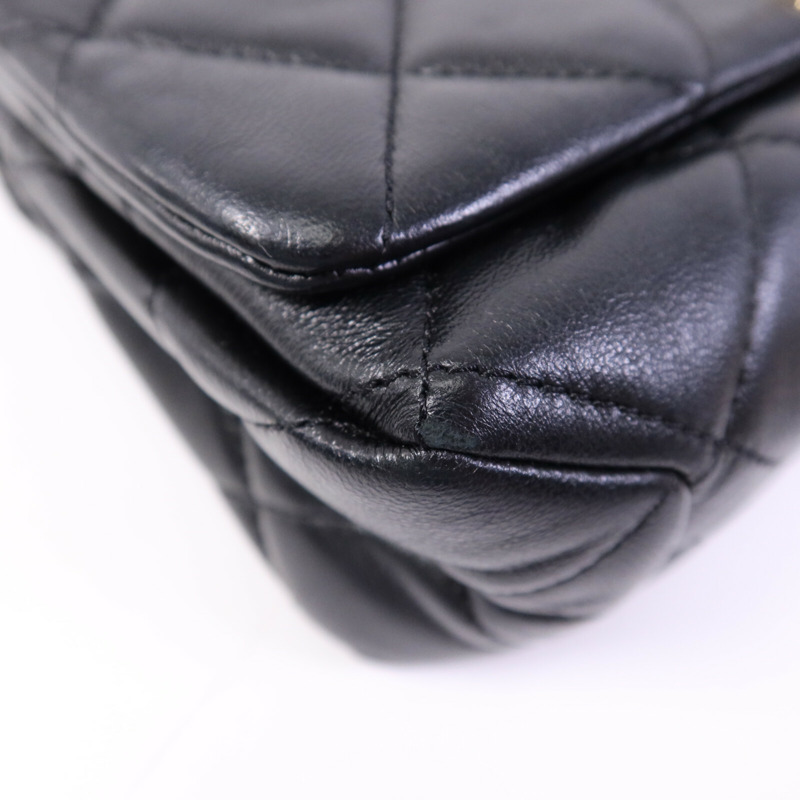 CHANEL 羊皮皮革2 Way Shoulder Bag金扣鏈帶手挽肩背兩用袋-10