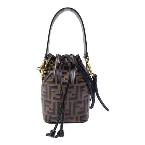 FENDI 牛皮皮革Mon Tresor Mini金扣手挽肩背兩用袋