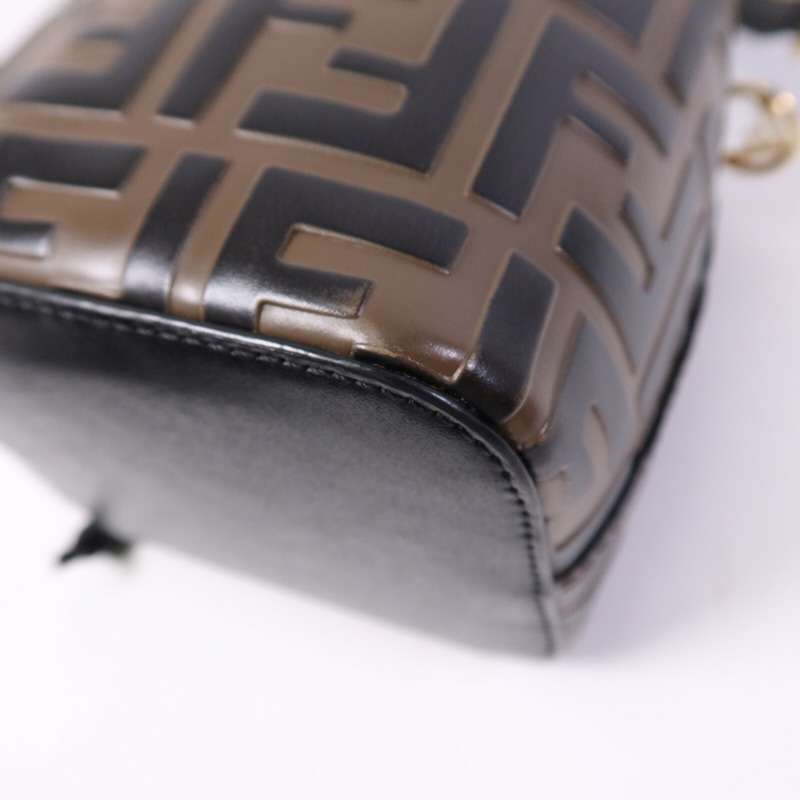 FENDI 牛皮皮革Mon Tresor Mini金扣手挽肩背兩用袋-10