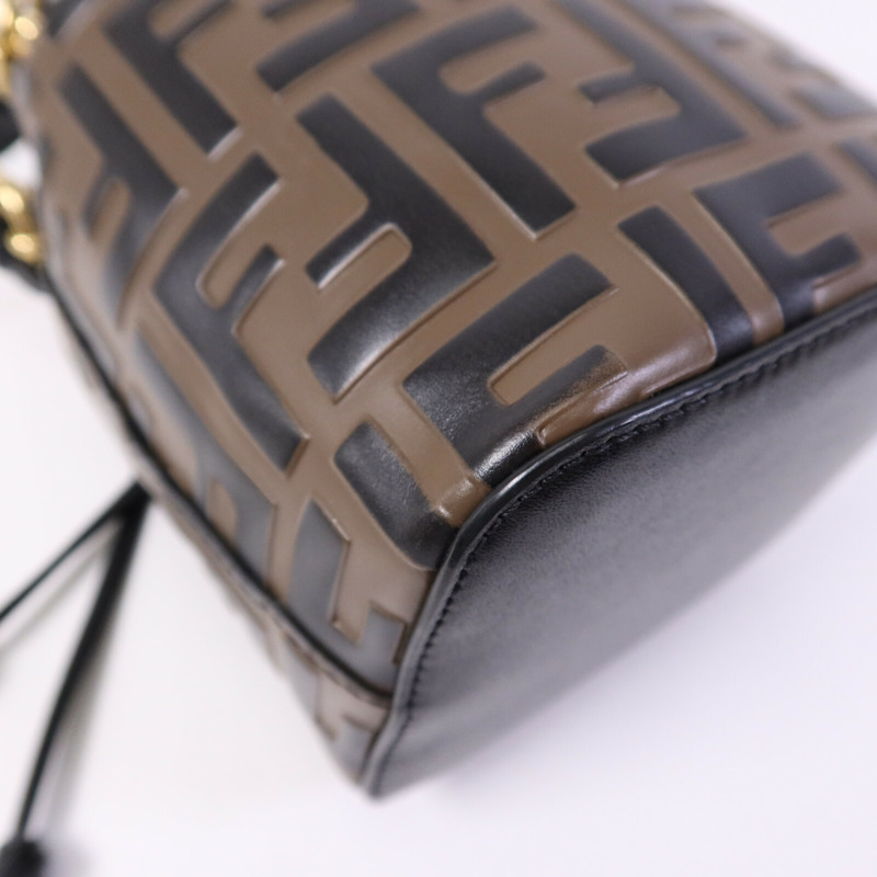 FENDI 牛皮皮革Mon Tresor Mini金扣手挽肩背兩用袋-13