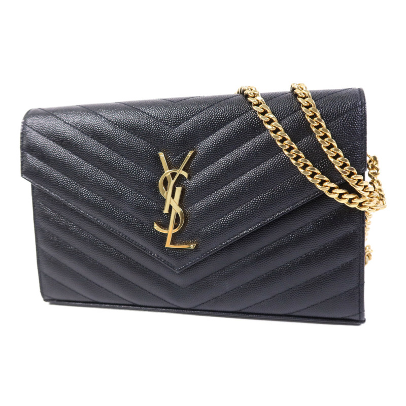 SAINT LAURENT 牛皮皮革Cassandre Envelope金扣鏈帶肩背袋-2