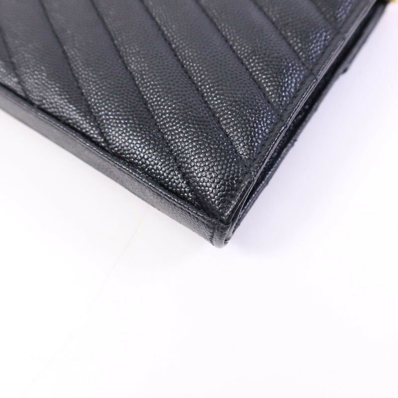 SAINT LAURENT 牛皮皮革Cassandre Envelope金扣鏈帶肩背袋-11