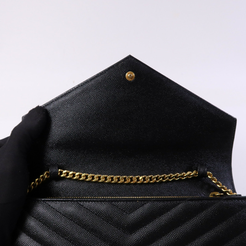 SAINT LAURENT 牛皮皮革Cassandre Envelope金扣鏈帶肩背袋-13