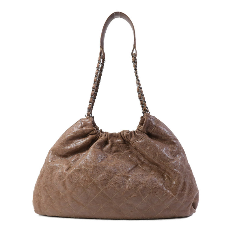 CHANEL 牛皮皮革Shoulder Bag銀扣肩背袋-1