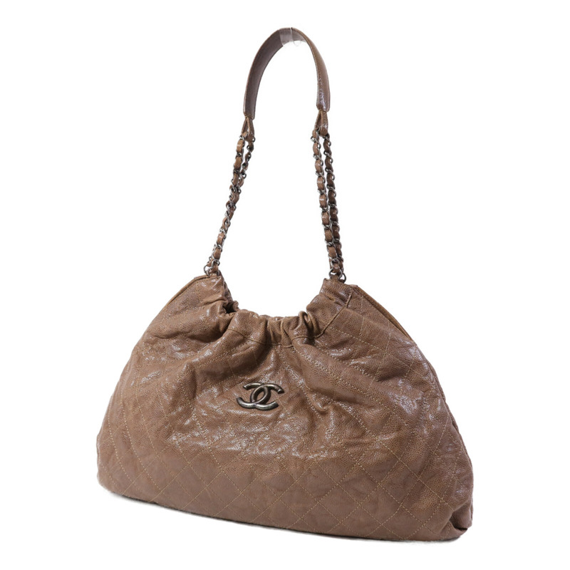 CHANEL 牛皮皮革Shoulder Bag銀扣肩背袋-2