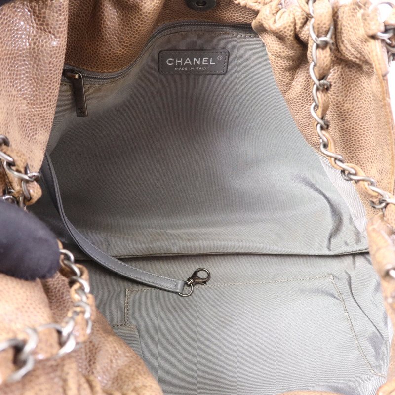 CHANEL 牛皮皮革Shoulder Bag銀扣肩背袋-4