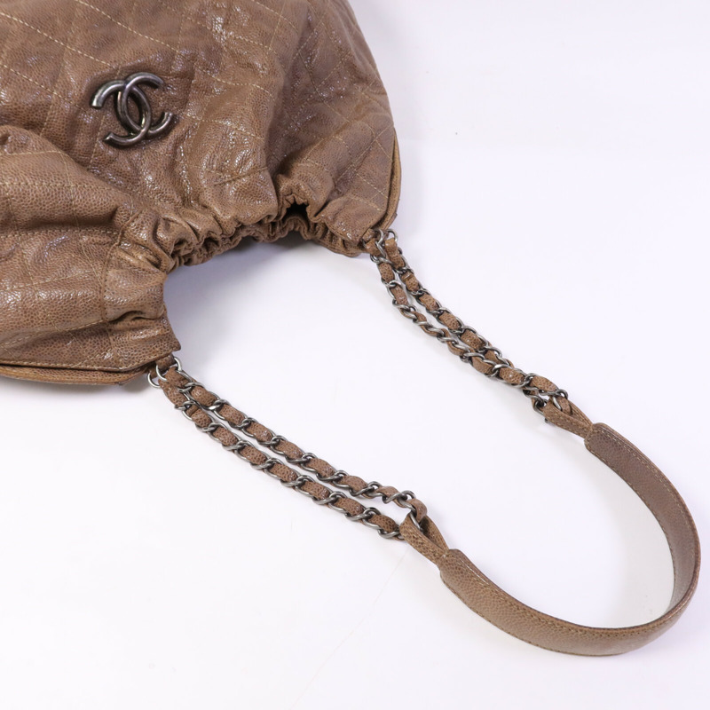 CHANEL 牛皮皮革Shoulder Bag銀扣肩背袋-8