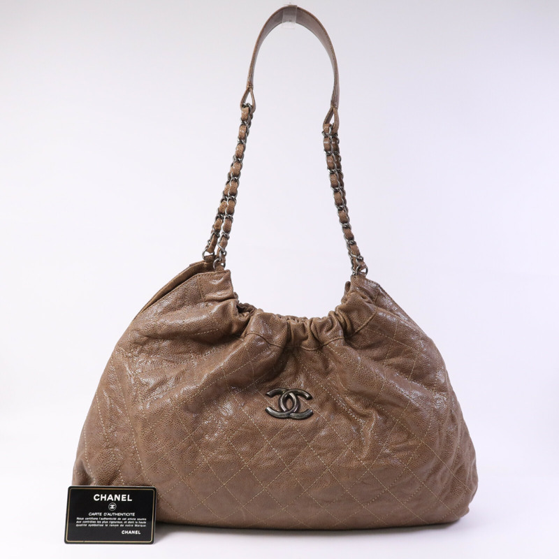 CHANEL 牛皮皮革Shoulder Bag銀扣肩背袋-9