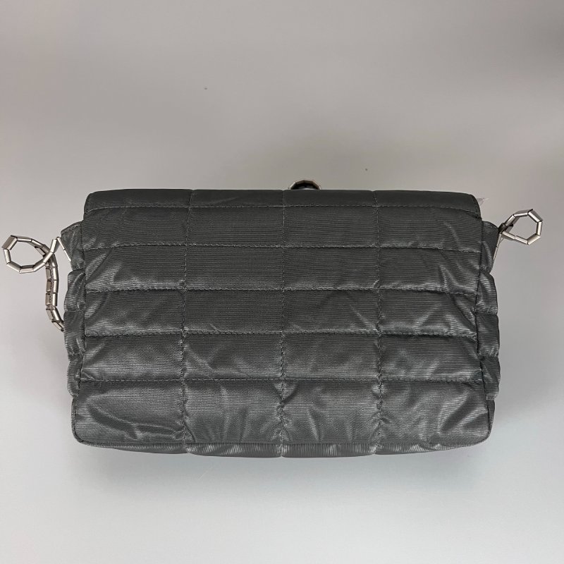 CHANEL 2.55尼龍蛇鍊米蘭背帶 尼龍灰 保卡款5開-1