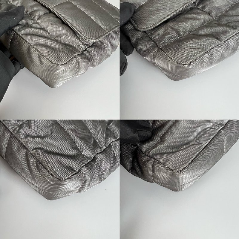 CHANEL 2.55尼龍蛇鍊米蘭背帶 尼龍灰 保卡款5開-10
