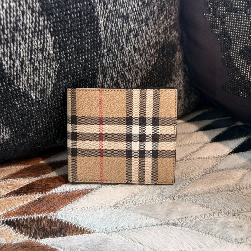 BURBERRY 格紋八卡對開短夾-0