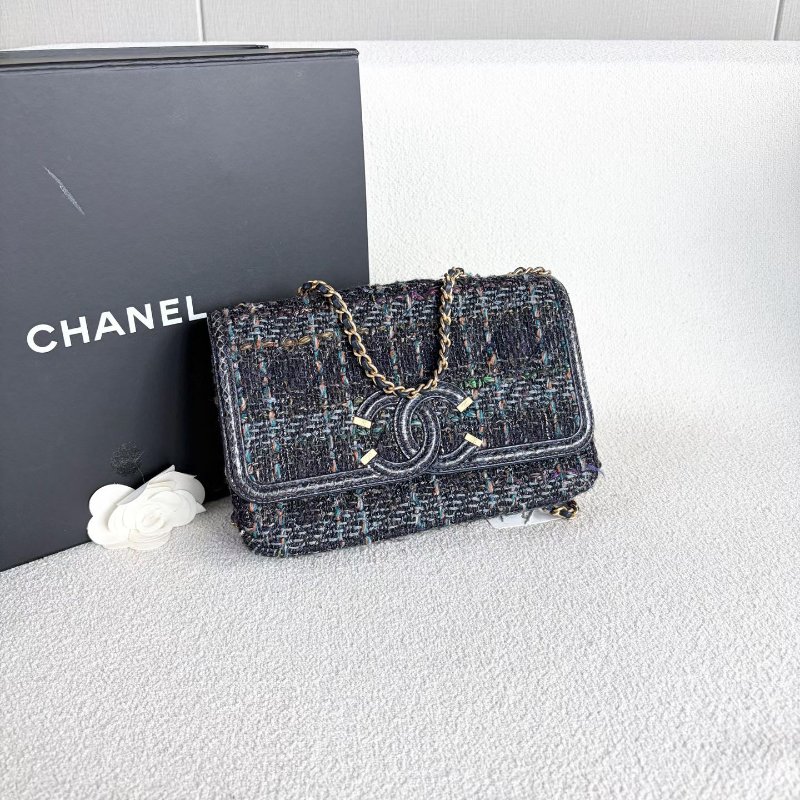 Chanel Vanity Case粗毛呢拼蛇皮藍色 金扣 粗毛呢22*14*5 98新配件塵袋-4