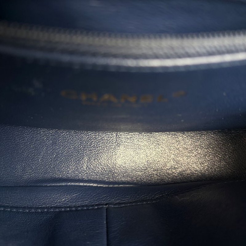 Chanel Vanity Case粗毛呢拼蛇皮藍色 金扣 粗毛呢22*14*5 98新配件塵袋-6