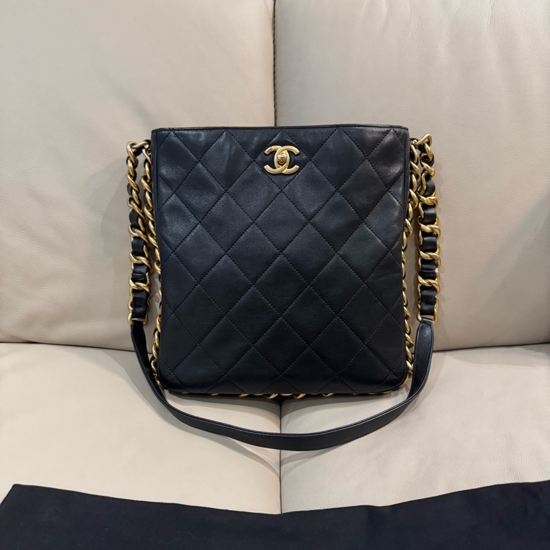 Chanel 香奈兒 Hobo嬉皮肩背包/斜背包/晶片款/97新美品-0