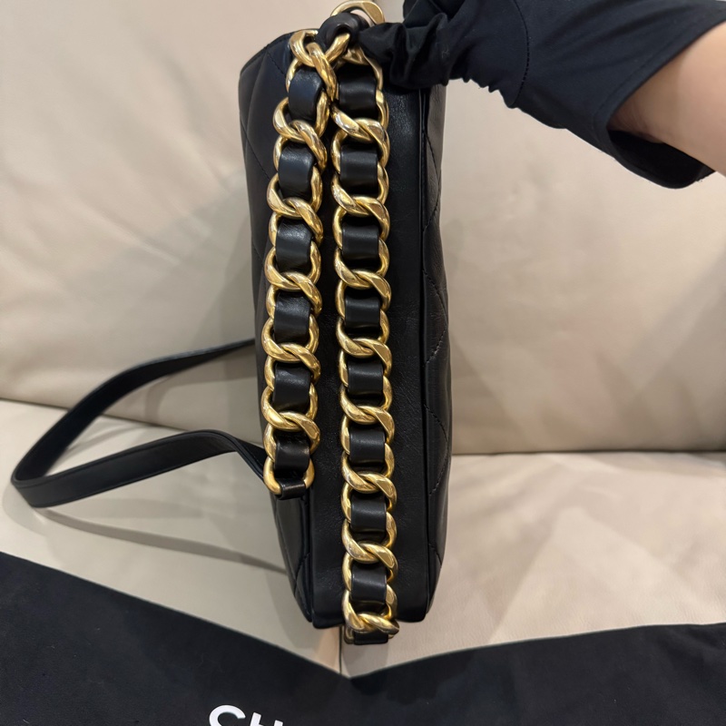 Chanel 香奈兒 Hobo嬉皮肩背包/斜背包/晶片款/97新美品-3