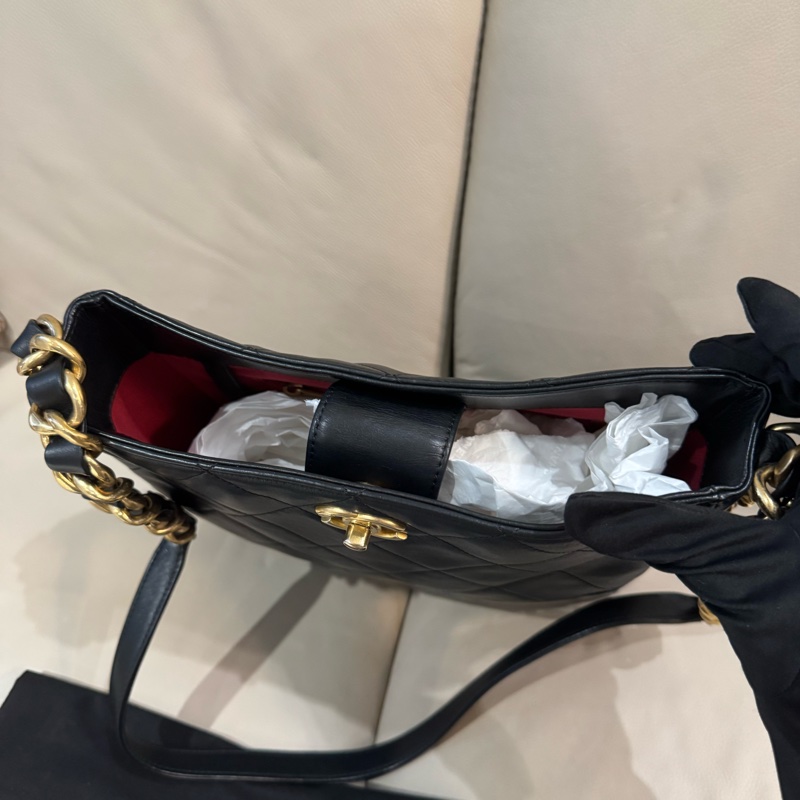 Chanel 香奈兒 Hobo嬉皮肩背包/斜背包/晶片款/97新美品-4