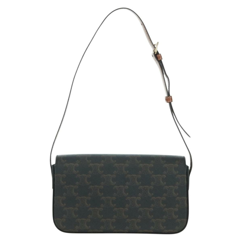 【日本直送】CELINE Triomphe帆布Claude單肩包 PVC深棕色金色 正品 BAZ248SAM-1