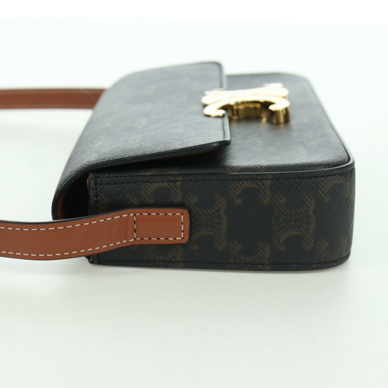 【日本直送】CELINE Triomphe帆布Claude單肩包 PVC深棕色金色 正品 BAZ248SAM-2