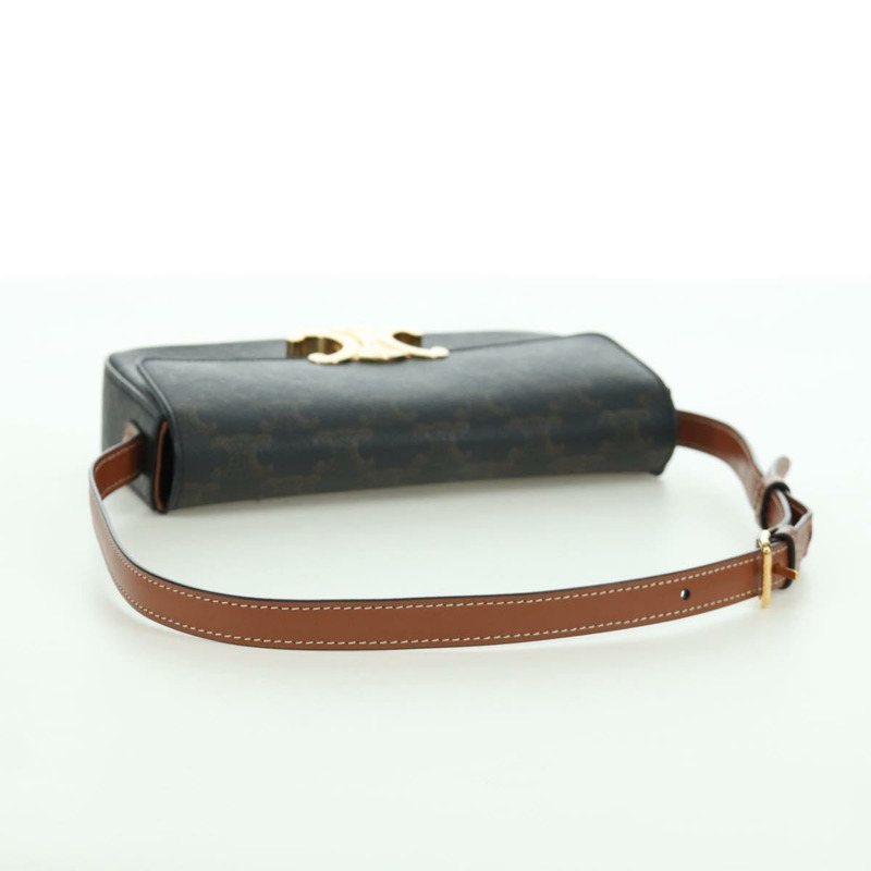 【日本直送】CELINE Triomphe帆布Claude單肩包 PVC深棕色金色 正品 BAZ248SAM-5