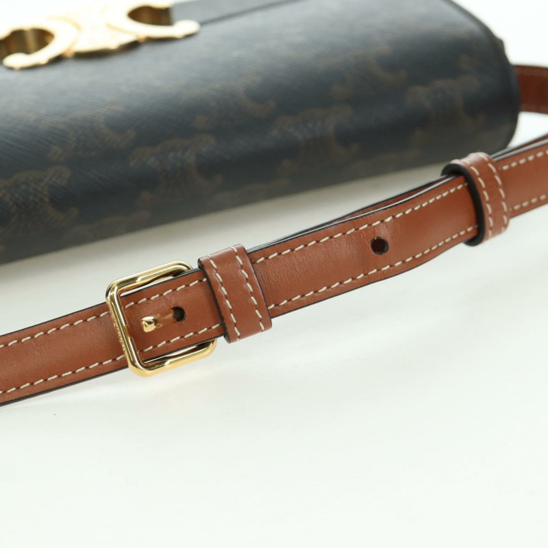 【日本直送】CELINE Triomphe帆布Claude單肩包 PVC深棕色金色 正品 BAZ248SAM-6