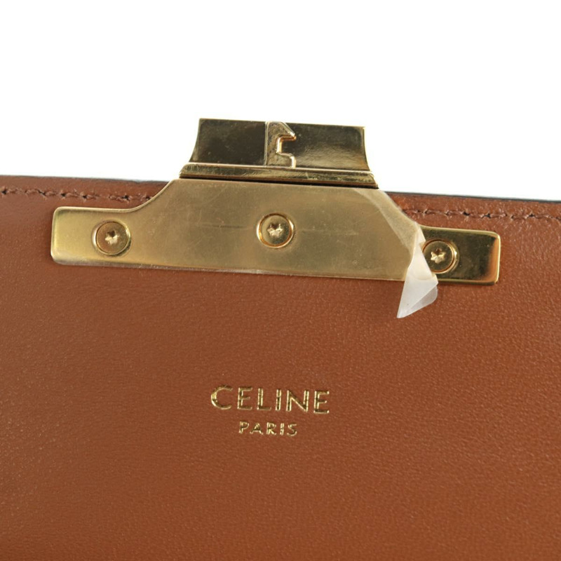 【日本直送】CELINE Triomphe帆布Claude單肩包 PVC深棕色金色 正品 BAZ248SAM-7