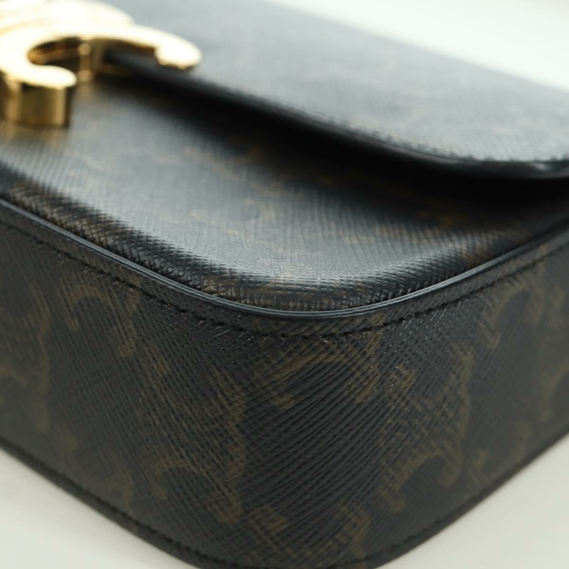 【日本直送】CELINE Triomphe帆布Claude單肩包 PVC深棕色金色 正品 BAZ248SAM-16