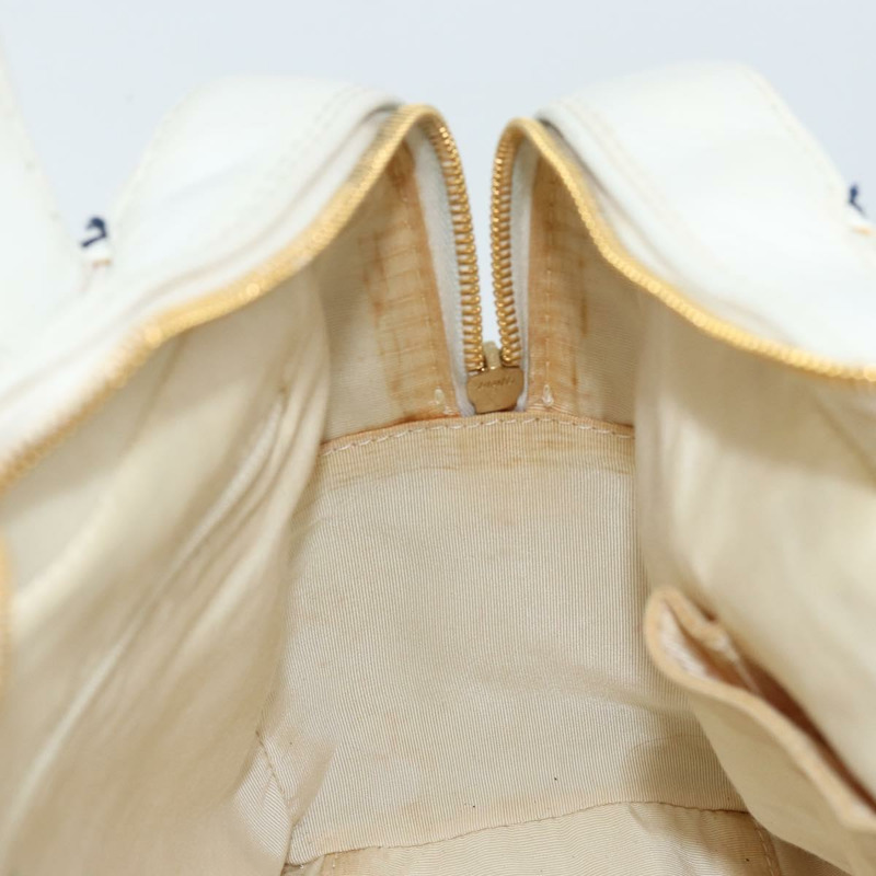 【日本直送】香奈兒 (CHANEL) 野性縫線手提包，白色皮革，金色雙C標誌，BAZ253A-18