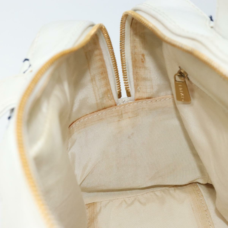 【日本直送】香奈兒 (CHANEL) 野性縫線手提包，白色皮革，金色雙C標誌，BAZ253A-19